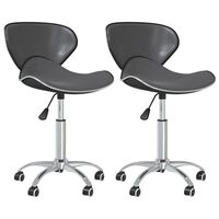 vidaXL Swivel Dining Chairs 2 pcs Grey Faux Leather, grey vidaXL Swivel Dining Chairs 2 pcs Grey Faux Leather