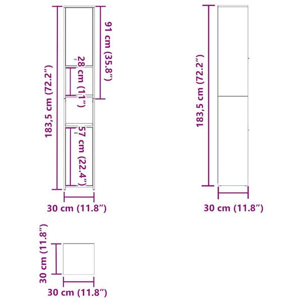 vidaXL Bathroom Cabinet Black 60x33x61 cm Engineered Wood