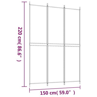 vidaXL 3-Panel Room Divider White 150x220 cm Fabric, white vidaXL 3-Panel Room Divider White 150x220 cm Fabric