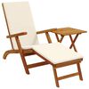 vidaXL Outdoor Deck Chair with Footrest and Table Solid Wood Acacia