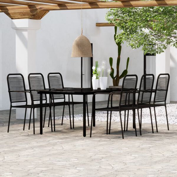 vidaXL 7 Piece Garden Dining Set Black