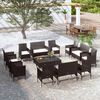 vidaXL 16 Piece Garden Lounge Set with Cushions Poly Rattan Black