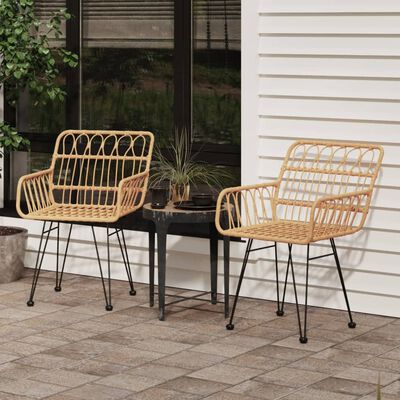 vidaXL Garden Chairs 2 pcs with Armrest 56x64x80 cm PE Rattan, brown vidaXL Garden Chairs 2 pcs with Armrest 56x64x80 cm PE Rattan