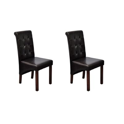 vidaXL Dining Chairs 2 pcs Brown Faux Leather, brown vidaXL Dining Chairs 2 pcs Brown Faux Leather
