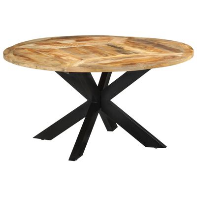 vidaXL Dining Table Ø150x76 cm Solid Rough Wood Mango,  vidaXL Dining Table Ø150x76 cm Solid Rough Wood Mango