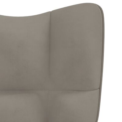 vidaXL Relaxing Chair with a Stool Light Grey Velvet