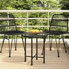 vidaXL Dining Table Black Ø50 cm Tempered Glass and Steel