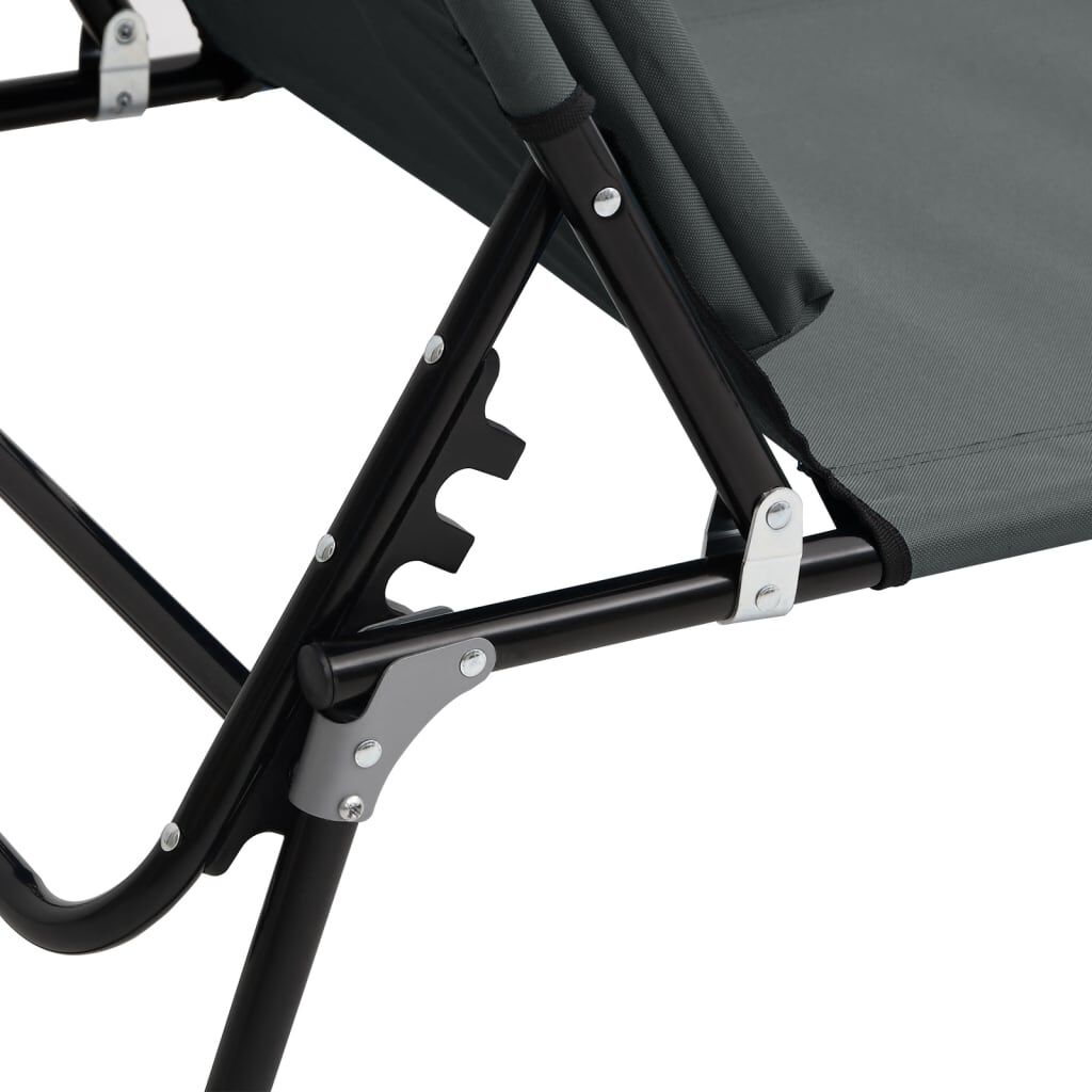 vidaXL Folding Sun Lounger Grey Oxford Fabric&Powder-coated Steel
