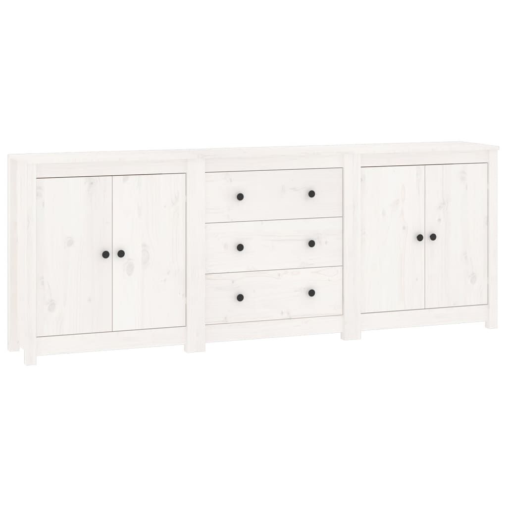 vidaXL Sideboard White 210x35x80 cm Solid Wood Pine