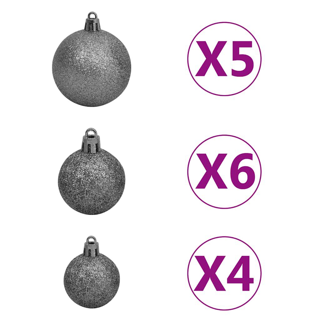 vidaXL Artificial Pre-lit Christmas Tree with Ball Set White 180 cm PVC