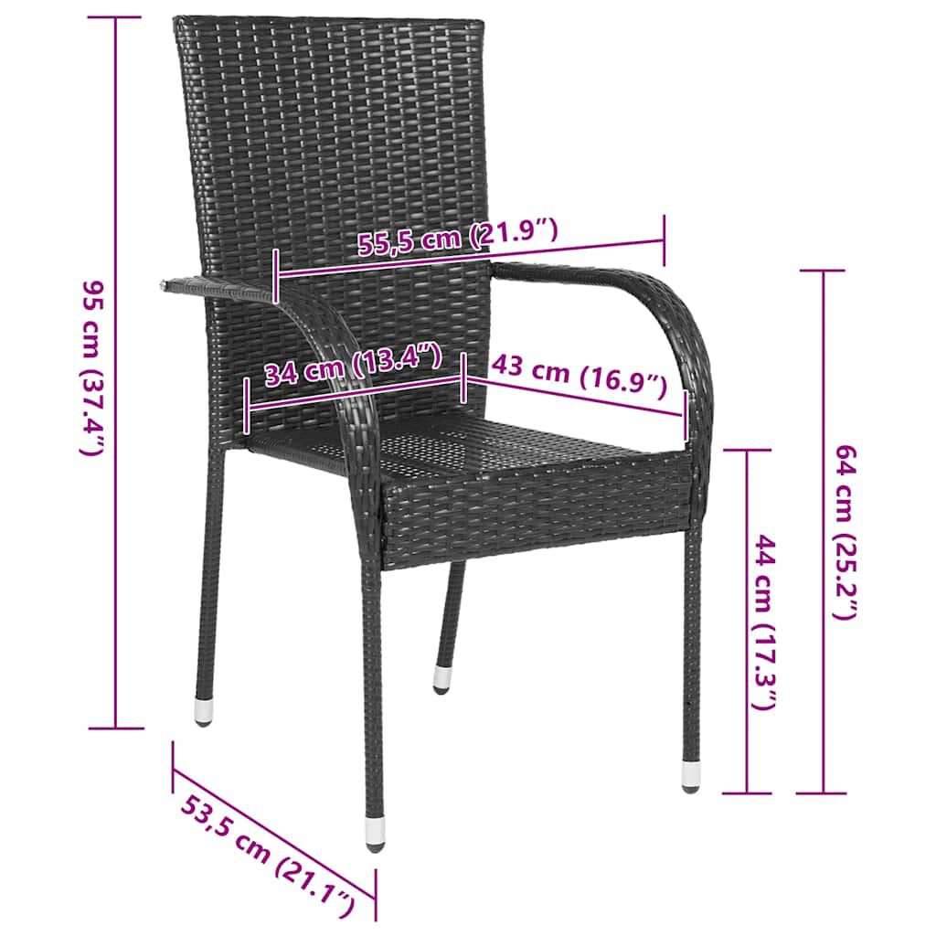 vidaXL Stackable Outdoor Chairs 6 pcs Poly Rattan Black