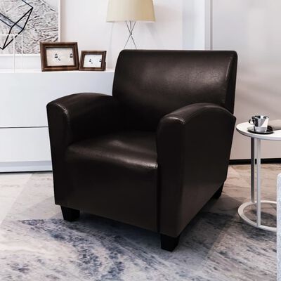 vidaXL Sofa Chair Dark Brown Faux Leather, dark brown vidaXL Sofa Chair Dark Brown Faux Leather