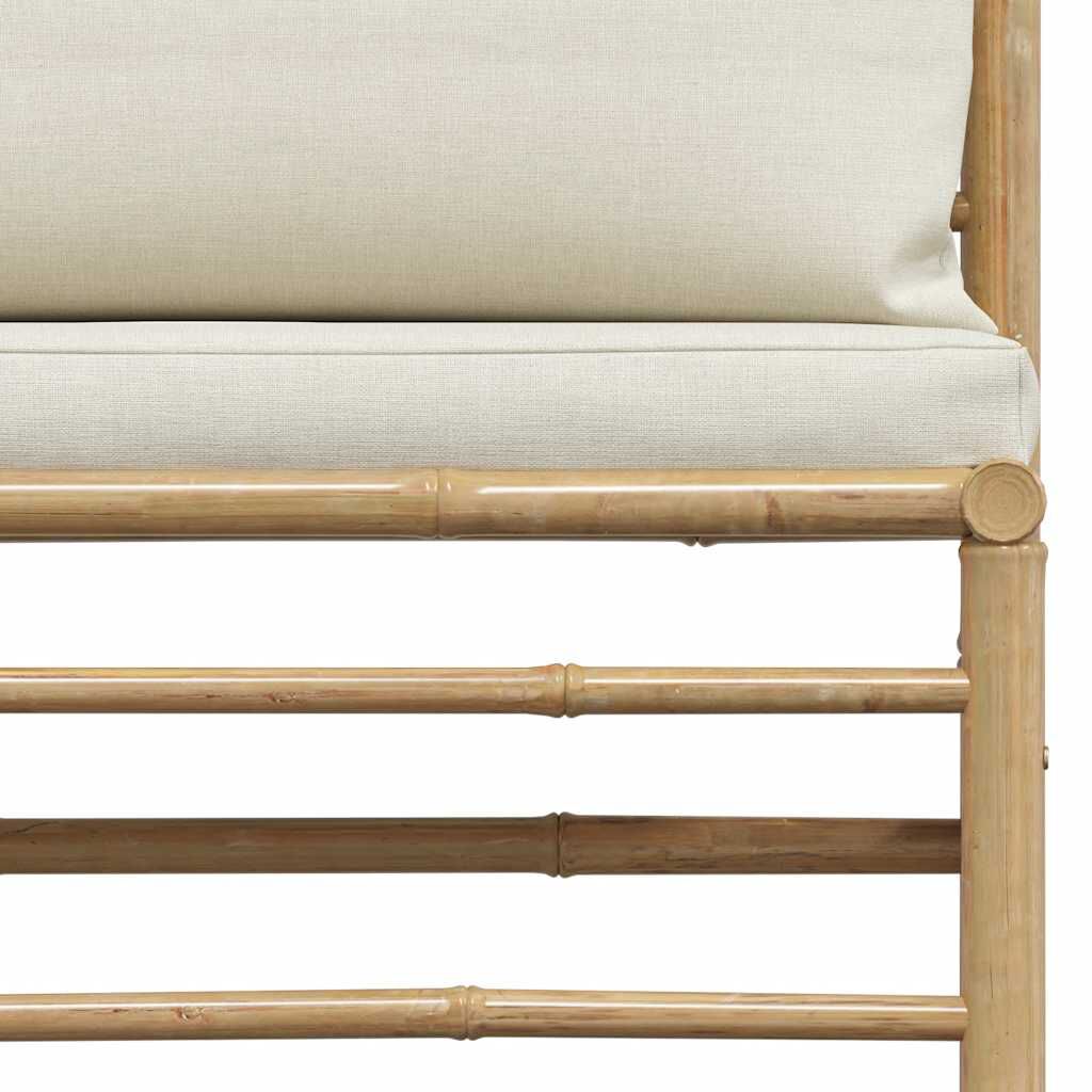 vidaXL 3 Piece Garden Lounge Set with Cream White Cushions Bamboo