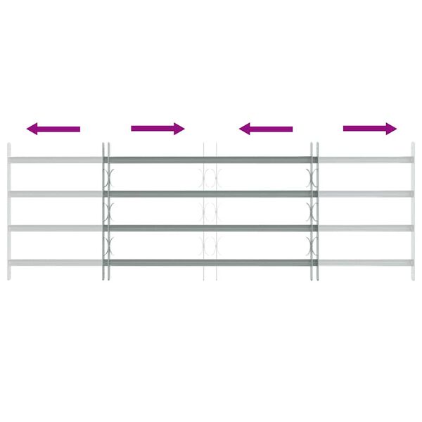 Adjustable Security Grille for Windows with 4 Crossbars 1000-1500 mm