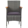 vidaXL 5 Piece Garden Dining Set Grey Poly Rattan and Acacia Wood