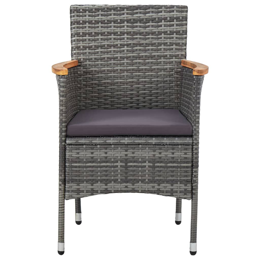 vidaXL 5 Piece Garden Dining Set Grey Poly Rattan and Acacia Wood