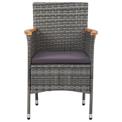 vidaXL 5 Piece Garden Dining Set Grey Poly Rattan and Acacia Wood, grey vidaXL 5 Piece Garden Dining Set Grey Poly Rattan and Acacia Wood
