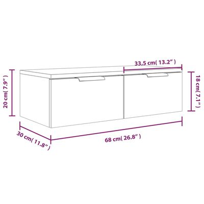 vidaXL Wall Cabinets 2 pcs White 68x30x20 cm Engineered Wood