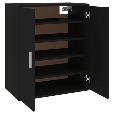 vidaXL Shoe Cabinet Black 60x35x70 cm Engineered Wood, black vidaXL Shoe Cabinet Black 60x35x70 cm Engineered Wood