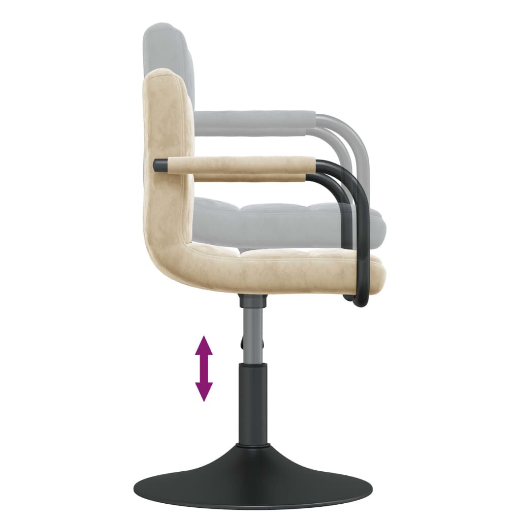 vidaXL Swivel Dining Chairs 2 pcs Cream Velvet