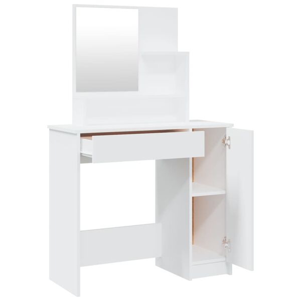 vidaXL Dressing Table with Mirror White 86.5x35x136 cm