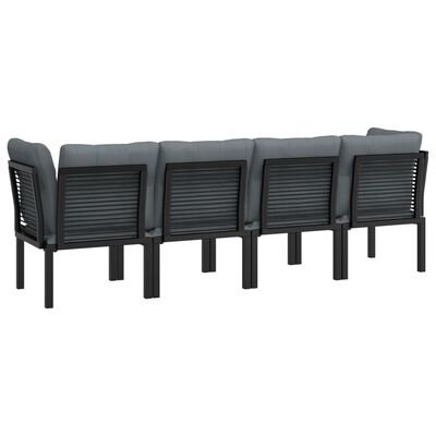 vidaXL 4 Piece Garden Lounge Set Black and Grey Poly Rattan,  vidaXL 4 Piece Garden Lounge Set Black and Grey Poly Rattan