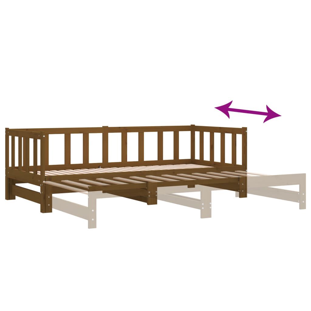 vidaXL Pull-out Day Bed without Mattress Honey Brown 2x(90x200)cm