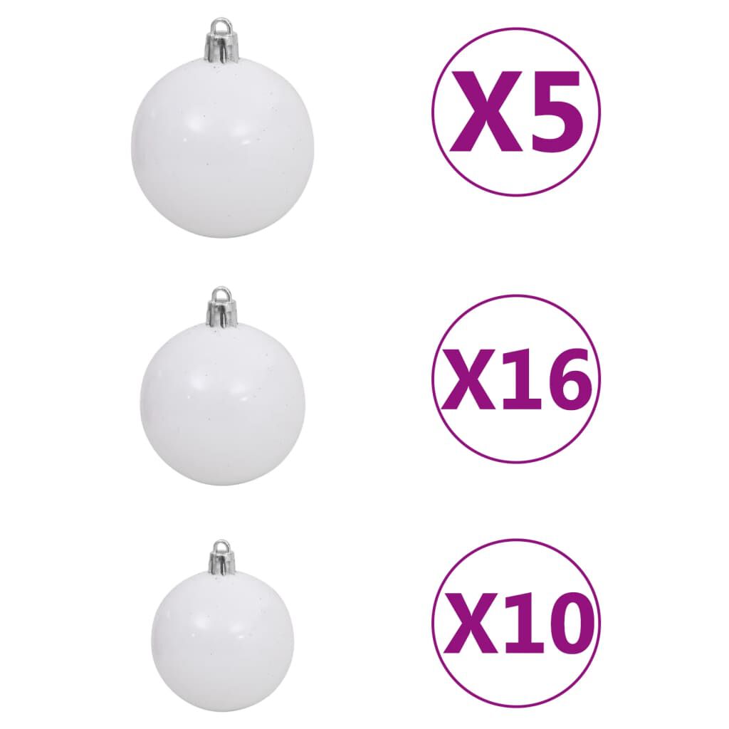 vidaXL Artificial Pre-lit Christmas Tree with Ball Set White 210 cm PVC