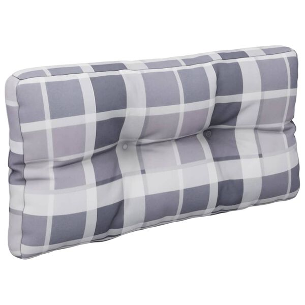 vidaXL Pallet Cushion Grey Check Pattern 70x40x12 cm Fabric