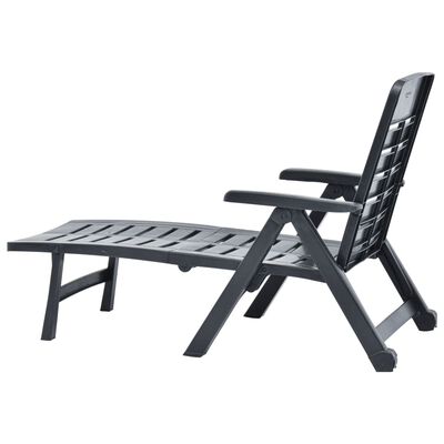 vidaXL Folding Sun Lounger Plastic Anthracite, anthracite vidaXL Folding Sun Lounger Plastic Anthracite