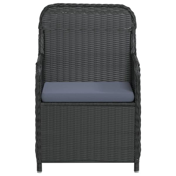 vidaXL 3 Piece Garden Dining Set with Cushions Black