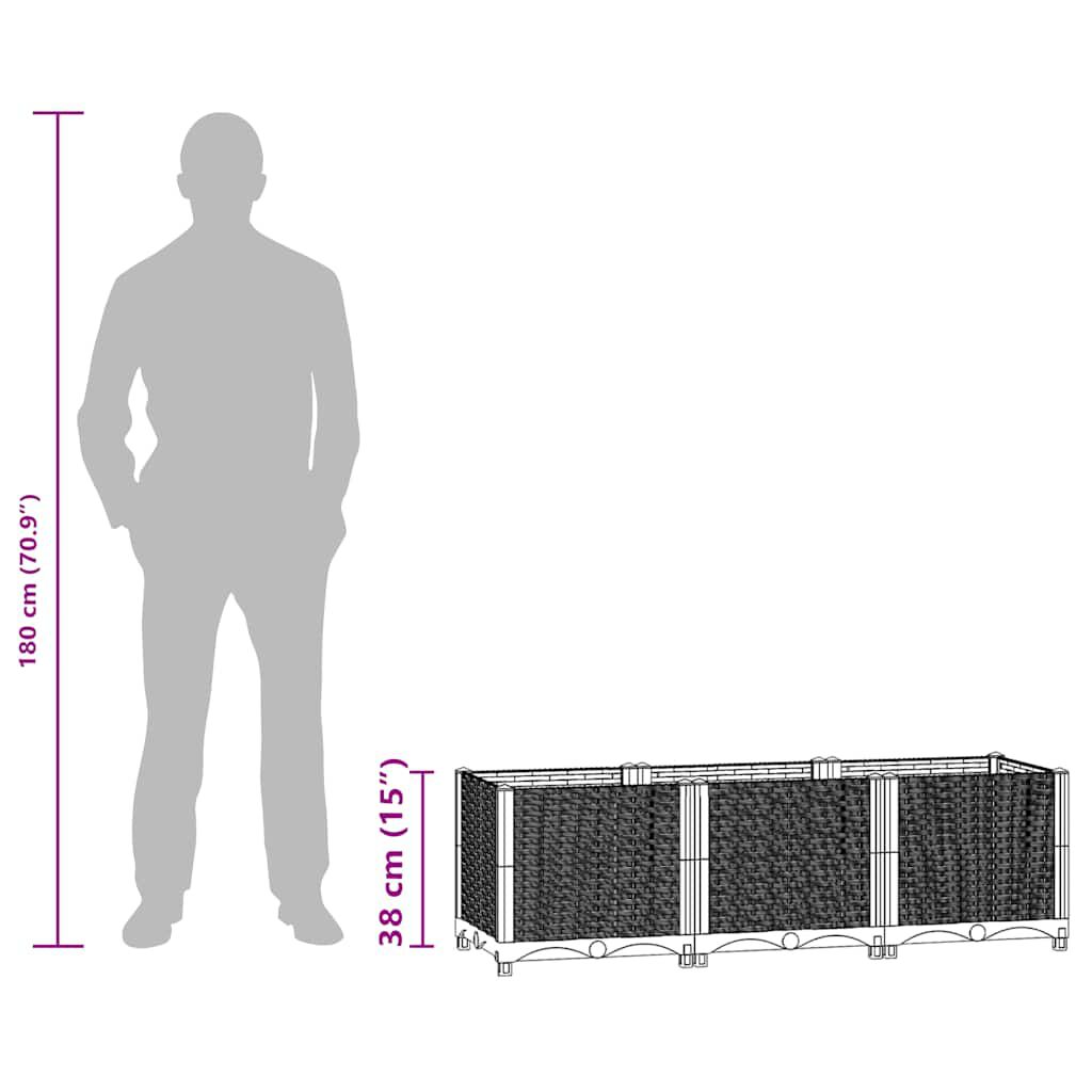 vidaXL Raised Bed 120x40x38 cm Polypropylene, blue grey vidaXL Raised Bed 120x40x38 cm Polypropylene