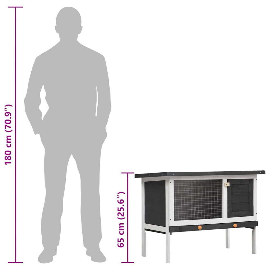 vidaXL Outdoor Rabbit Hutch 1 Layer Grey Wood