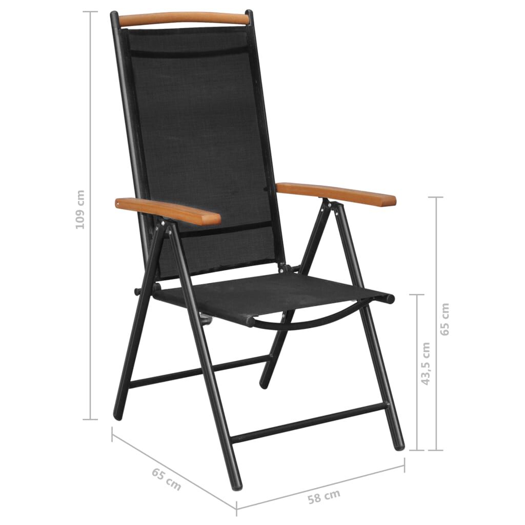 vidaXL Folding Garden Chairs 6 pcs Textilene Black