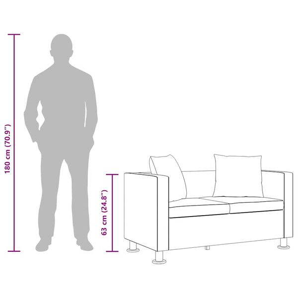 vidaXL Sofa 2-Seater Artificial Leather Black