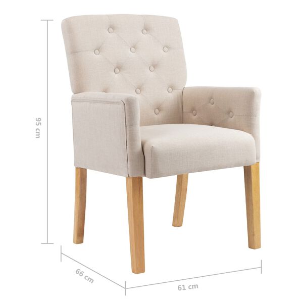 vidaXL Dining Chairs with Armrests 2 pcs Beige Fabric