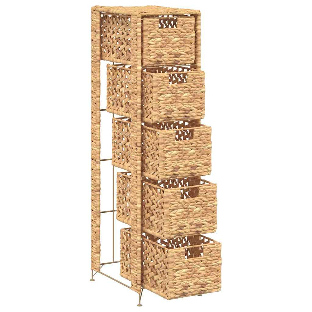 vidaXL Storage Unit with 5 Baskets 25.5x37x100 cm Water Hyacinth