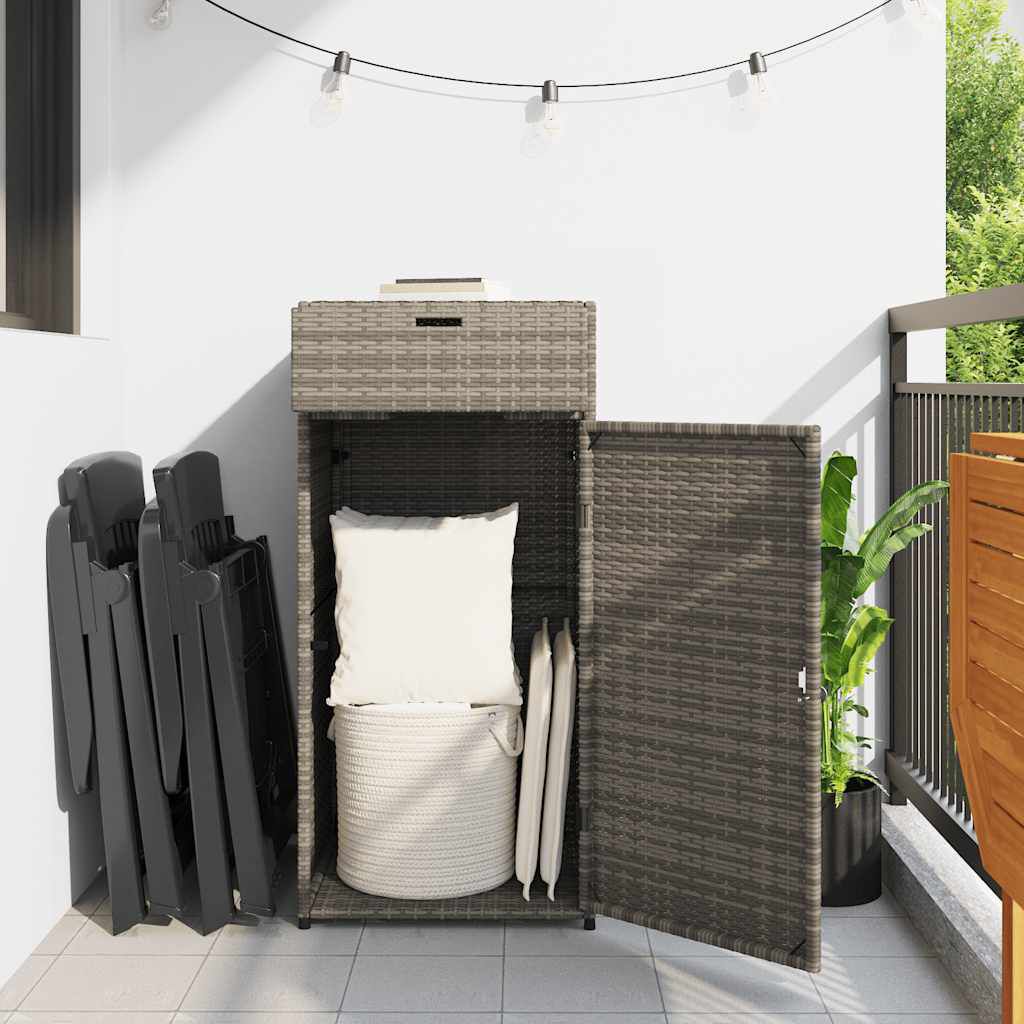 vidaXL Garden Storage Cabinet Grey 55x55x111 cm Poly Rattan