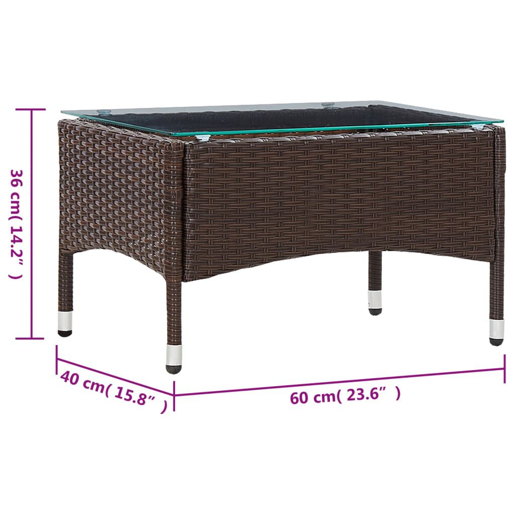 vidaXL 2 Piece Garden Lounge Set with Cushion Poly Rattan Brown