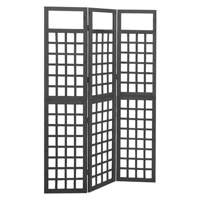 vidaXL 3-Panel Room Divider/Trellis Solid Fir Wood Black 121x180 cm, black vidaXL 3-Panel Room Divider/Trellis Solid Fir Wood Black 121x180 cm