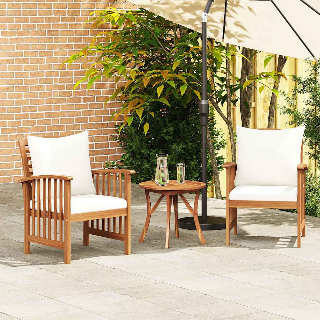 vidaXL Garden Chairs with Cushions 2 pcs Solid Acacia Wood