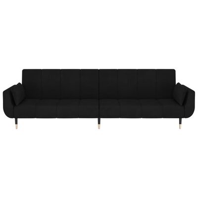 vidaXL 2-Seater Sofa Bed with Two Pillows Black Velvet, black vidaXL 2-Seater Sofa Bed with Two Pillows Black Velvet