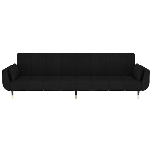 vidaXL 2-Seater Sofa Bed with Two Pillows Black Velvet