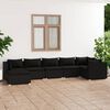 vidaXL 7 Piece Garden Lounge Set with Cushions Poly Rattan Black