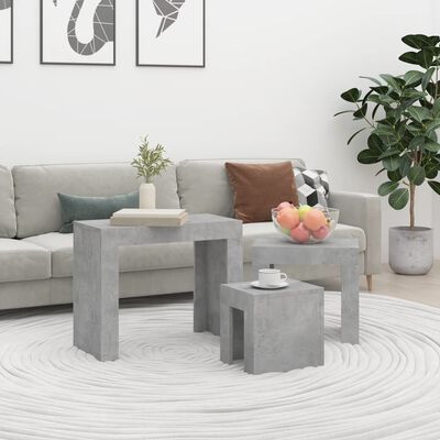 vidaXL Nesting Coffee Tables 3 pcs Concrete Grey Engineered Wood, concrete grey vidaXL Nesting Coffee Tables 3 pcs Concrete Grey Engineered Wood