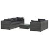 vidaXL 6 Piece Garden Lounge Set with Cushions Poly Rattan Grey