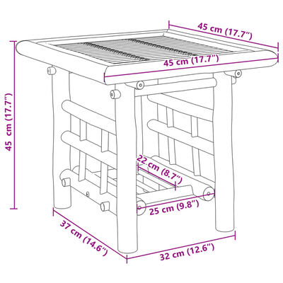 vidaXL Side Table 45x45x45 cm Bamboo,  vidaXL Side Table 45x45x45 cm Bamboo