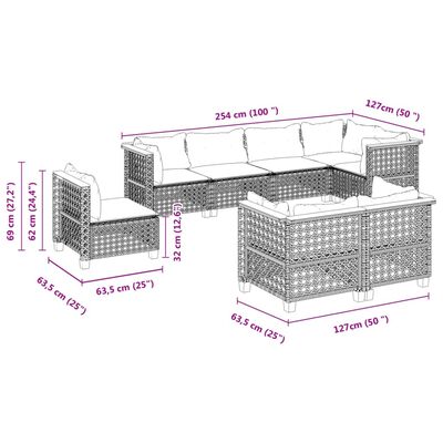 vidaXL 8 Piece Garden Sofa Set with Cushions Black Poly Rattan