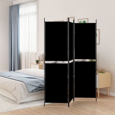 vidaXL 3-Panel Room Divider Black 150x200 cm Fabric, black vidaXL 3-Panel Room Divider Black 150x200 cm Fabric