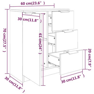 vidaXL Sideboards 2 pcs Black 60x30x70 cm Engineered Wood, black vidaXL Sideboards 2 pcs Black 60x30x70 cm Engineered Wood